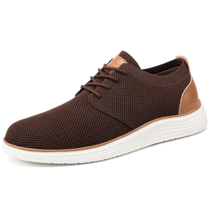 VILOCY Men's Lace Up Dress Sneakers Business Oxfords Casual Walking Shoes In Brown