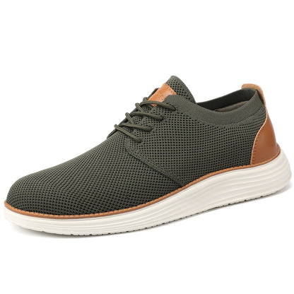 VILOCY Men's Lace Up Dress Sneakers Business Oxfords Casual Walking Shoes In Army Green