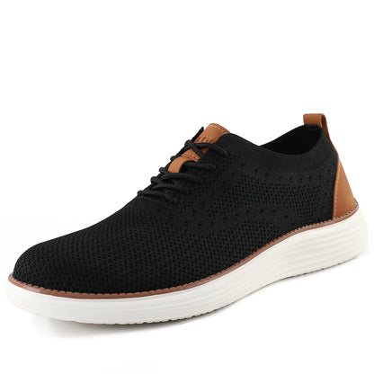 Men's Breathable Knit Lace Up Business Casual Oxford Shoes