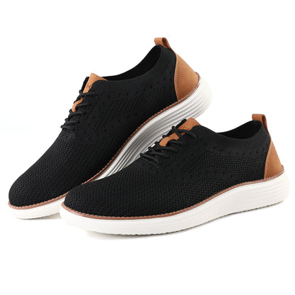 Men's Breathable Knit Lace Up Business Casual Oxford Shoes