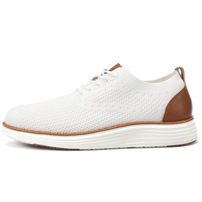 VILOCY Men's Wide Breathable Knit Lace Up Oxford Casual Shoes In White
