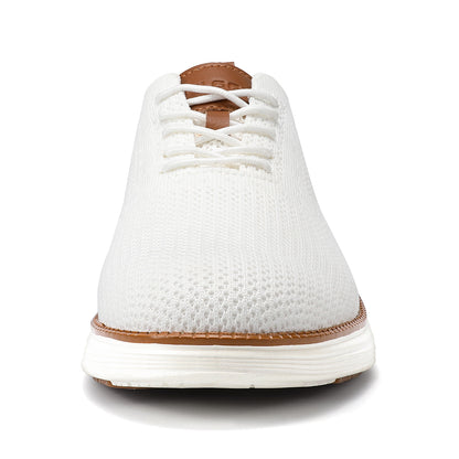 VILOCY Men's Wide Breathable Knit Lace Up Oxford Casual Shoes In White