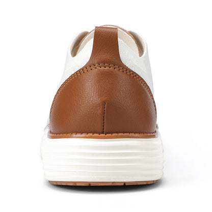 VILOCY Men's Wide Breathable Knit Lace Up Oxford Casual Shoes In White