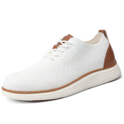 VILOCY Men's Wide Breathable Knit Lace Up Oxford Casual Shoes In White