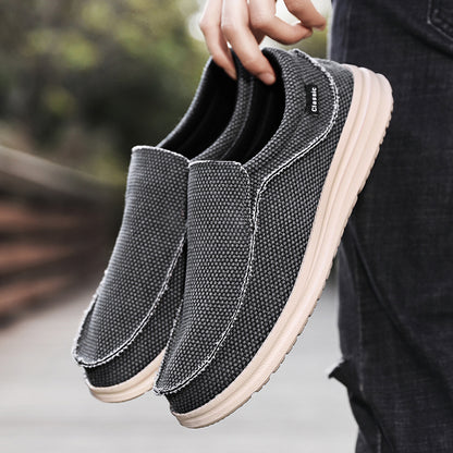 Men's Breathable Woven Canvas Slip On Causal Boat Loafers