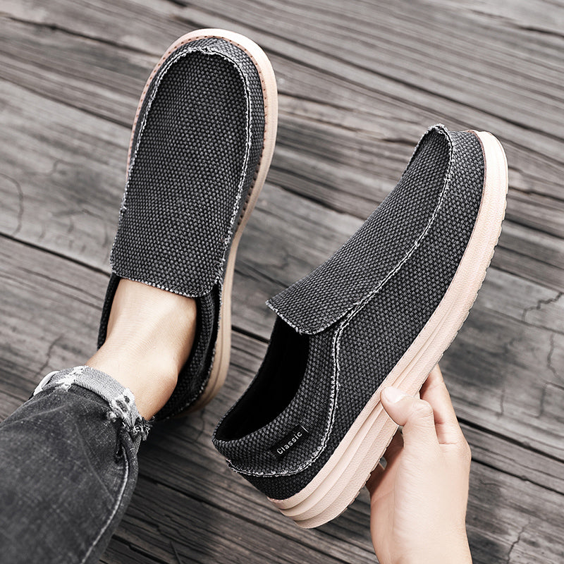 Men's Breathable Woven Canvas Slip On Causal Boat Loafers