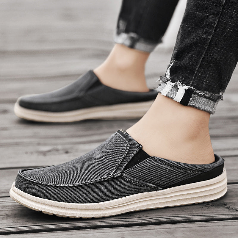 Men's Denim Canvas Backless Slip On Mule Casual Loafers