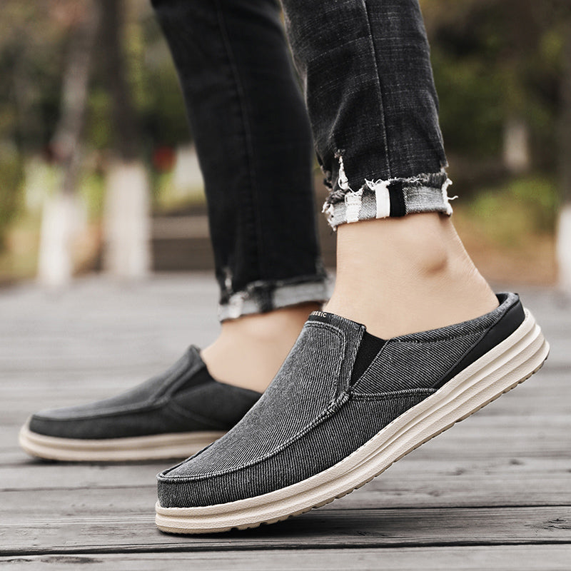 Men's Denim Canvas Backless Slip On Mule Casual Loafers