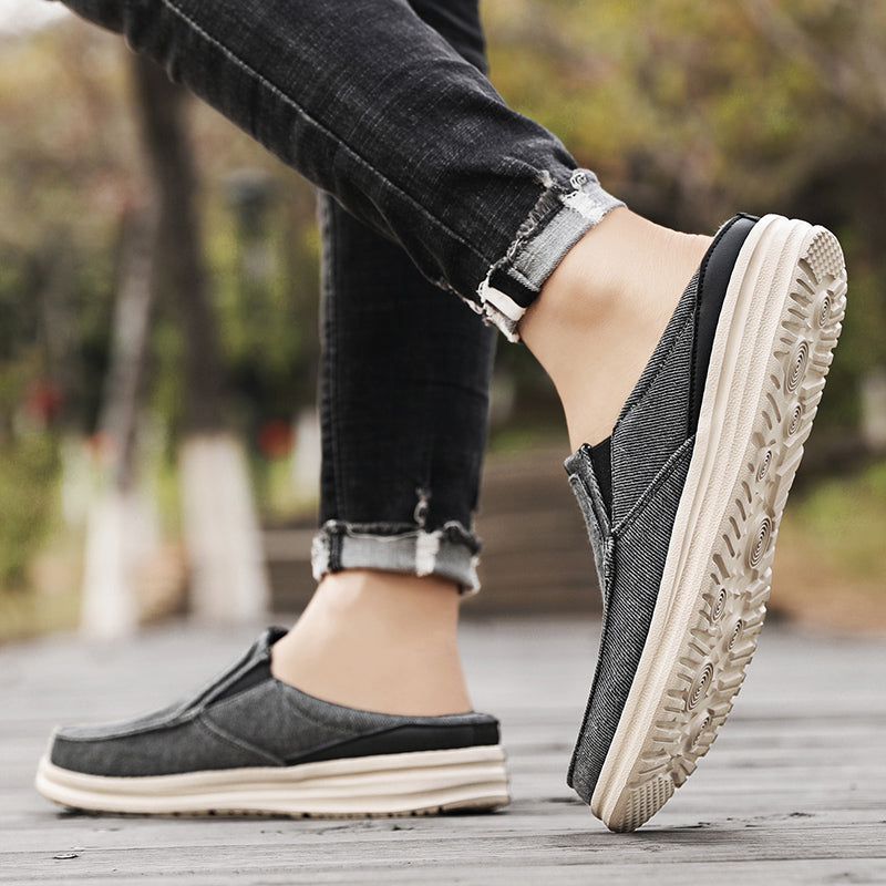 Men's Denim Canvas Backless Slip On Mule Casual Loafers