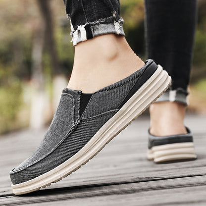 Men's Denim Canvas Backless Slip On Mule Casual Loafers