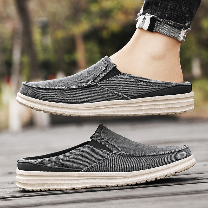 Men's Denim Canvas Backless Slip On Mule Casual Loafers