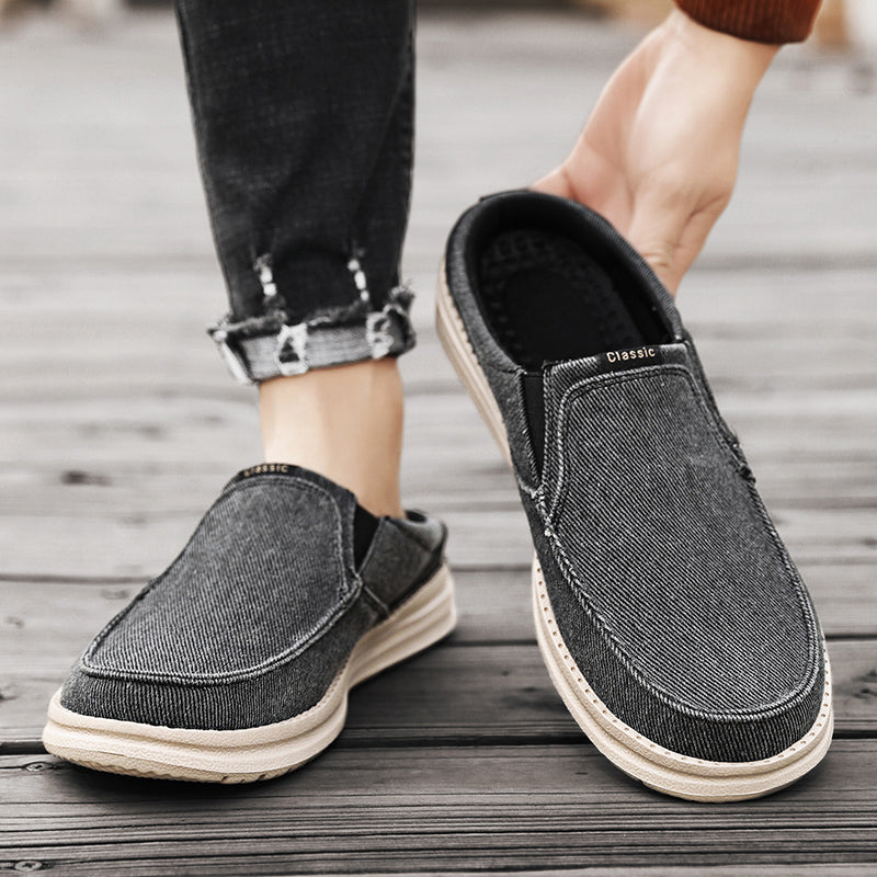 Men's Denim Canvas Backless Slip On Mule Casual Loafers