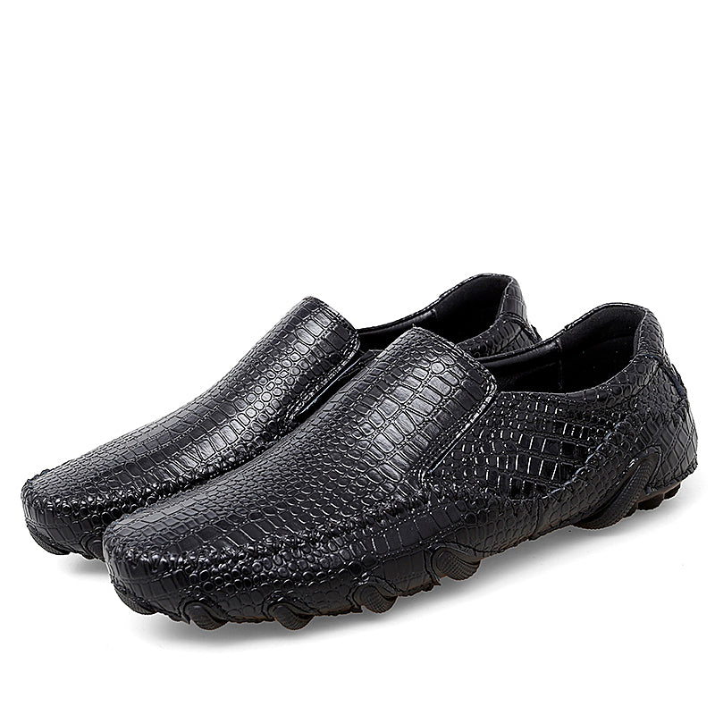 Men's Crocodile Embossed Slip On Casual Driving Loafers