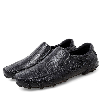 Men's Crocodile Embossed Slip On Casual Driving Loafers