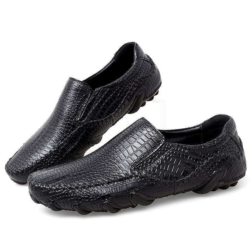 Men's Crocodile Embossed Slip On Casual Driving Loafers