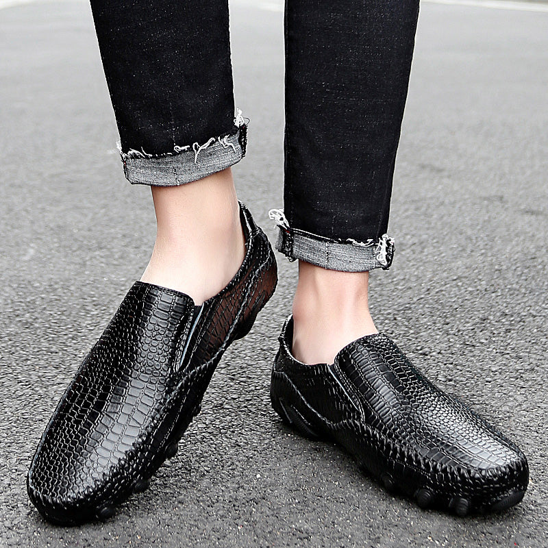 Men's Crocodile Embossed Slip On Casual Driving Loafers