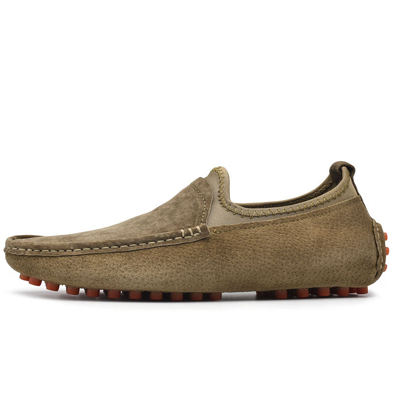 Men's Handmade Washed Suede Slip On Driving Loafers