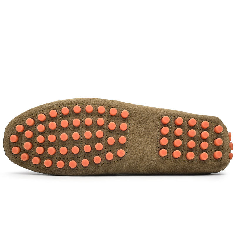 Men's Handmade Washed Suede Slip On Driving Loafers