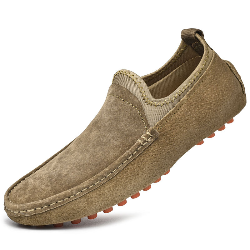 Men's Handmade Washed Suede Slip On Driving Loafers
