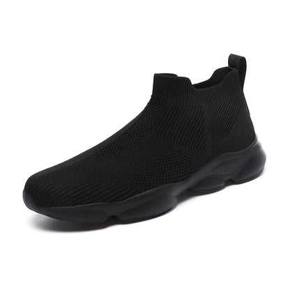 VILOCY Men's High Tops Fly Knit Slip On Sock Sneakers In Black