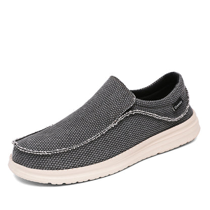 Men's Breathable Woven Canvas Slip On Causal Boat Loafers