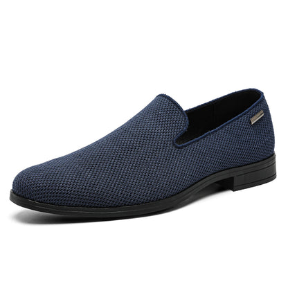 VILOCY Men's Breathable Knit Mesh Slip On Casual Loafers Shoes In Dark Blue
