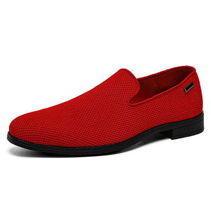VILOCY Men's Breathable Knit Mesh Slip On Casual Loafers Shoes In Red