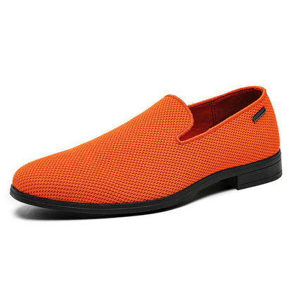 VILOCY Men's Breathable Knit Mesh Slip On Casual Loafers Shoes In Orange