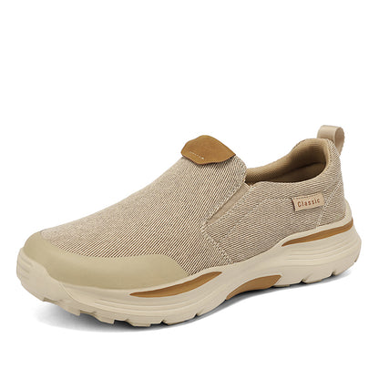 Men's Striped Canvas Slip On Platform Walking Sneakers