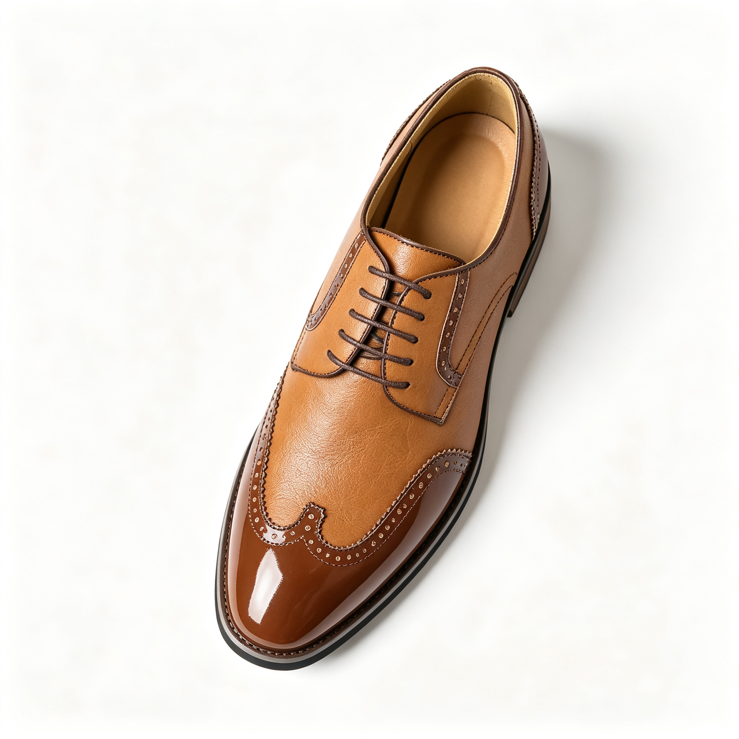 Men's Vintage Leather Brogue Lace‑up Dress Shoes