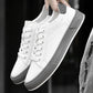 Men's Lace-up White Leather Low Top Board Sneakers