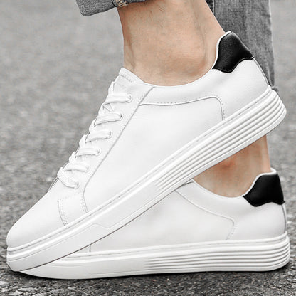 Men's Leather Low Top Lace Up Casual Board Shoes