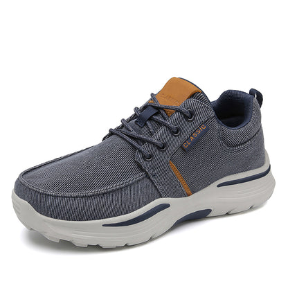 Men's Striped Canvas Lace Up Platform Casual Walking Sneakers