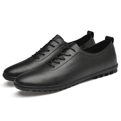 VILOCY Men's Lace Up Soft Leather Lightweight Business Casual Oxford Shoes In Black