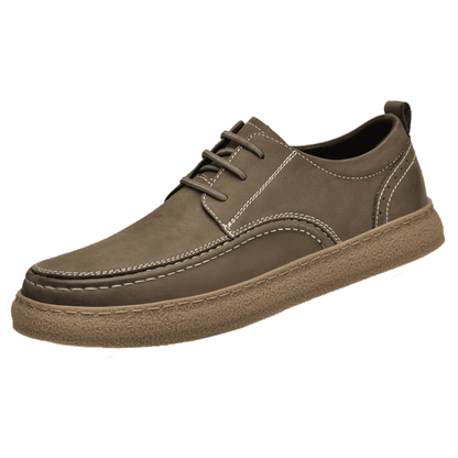 VILOCY Men's Retro Nubuck Leather Casual Oxfords Shoes In Khaki