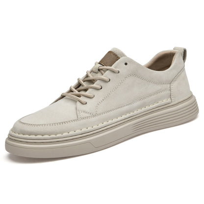 Men's Low-Top Suede Moc Toe Platform Casual Oxford Shoes