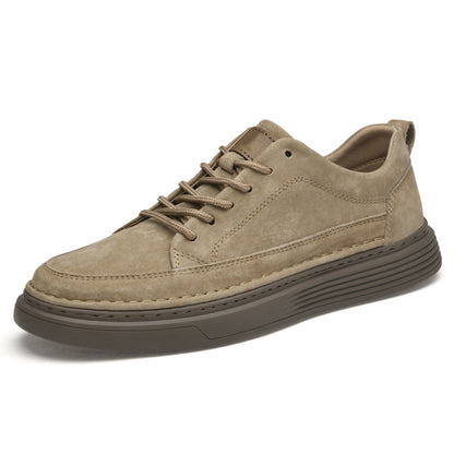 Men's Low-Top Suede Moc Toe Platform Casual Oxford Shoes