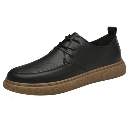 VILOCY Men's Lace-Up Casual Genuine Leather Shoes Walking Oxfords Business Dress Shoes In Black