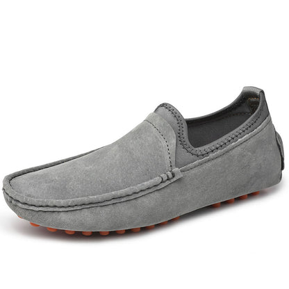 Men's Handmade Washed Suede Slip On Driving Loafers In Grey