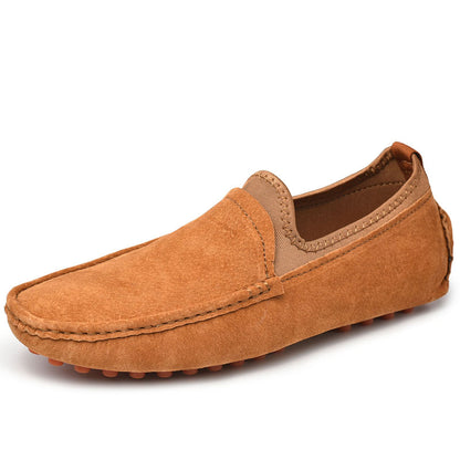 Men's Handmade Washed Suede Slip On Driving Loafers In Brown