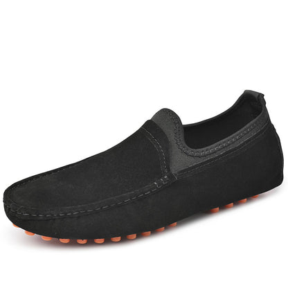 Men's Handmade Washed Suede Slip On Driving Loafers In Black