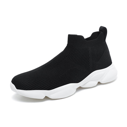 VILOCY Men's High Tops Fly Knit Slip On Sock Sneakers In Black