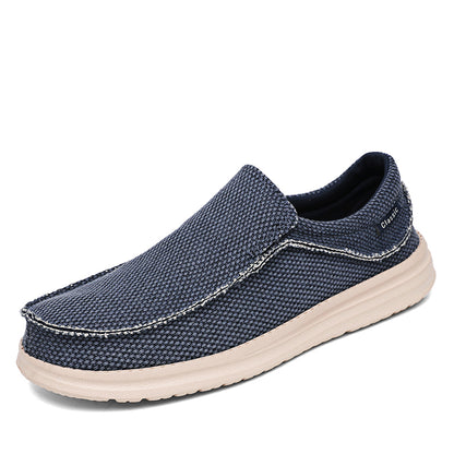 Men's Breathable Woven Canvas Slip On Causal Boat Loafers