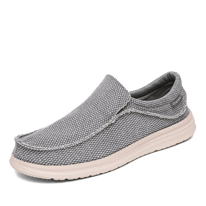 Men's Breathable Woven Canvas Slip On Causal Boat Loafers