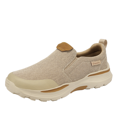 Men's Striped Canvas Slip On Platform Walking Sneakers