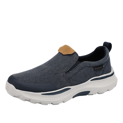 Men's Striped Canvas Slip On Platform Walking Sneakers